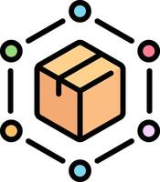 A box with a circle around it and a circle of colored dots vector