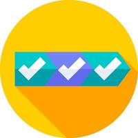 A flat icon of a check mark with a long shadow vector
