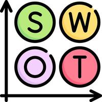 Swot diagram with four colorful circles vector
