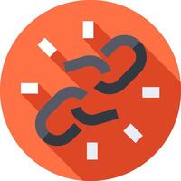 A flat icon of a link with a long shadow vector
