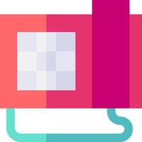 A pink and blue computer with a square window vector