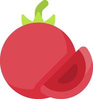 A red tomato with a green leaf on it vector