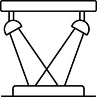 A black and white drawing of a table with two chairs vector