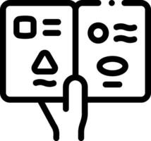 A hand holding a book with a face on it vector