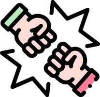 Two hands holding each other in a fist vector