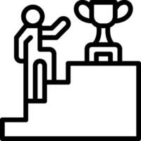 A man is standing on a ladder with a trophy in front of him vector