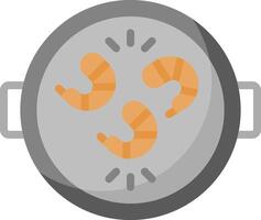 A pan with shrimp in it on a white background vector