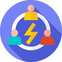 A flat icon with people and a lightning bolt vector