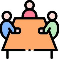 A group of people sitting around a table vector