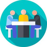 Three people sitting at a table with one person on the left and one on the right vector