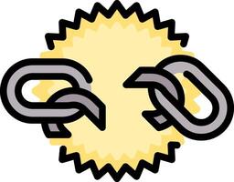 A yellow sunburst with two links on it vector
