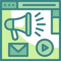 A green icon with a megaphone and a mail icon vector