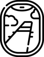 Airplane icon with a runway and clouds vector