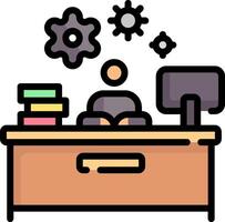 An office desk with a person sitting at it vector