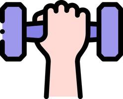 A hand holding a dumbbell in a cartoon style vector