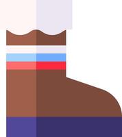 A cartoon of a person wearing a sock with a red, blue and white stripe vector