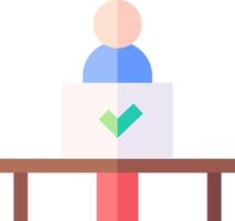 A person is standing at a table with a check mark on it vector