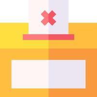 A flat icon of a box with an x on it vector