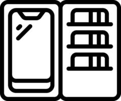 A black and white image of a refrigerator with a phone inside vector