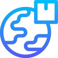 A blue and white logo with a globe and a bag vector