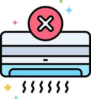 A air conditioner with a cross and a red mark vector