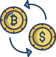 Bitcoin and dollar coins in a circle vector