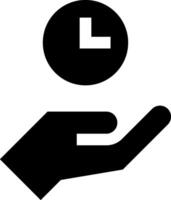 A hand holding a clock and a hand holding a hand vector