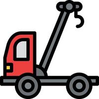 A red truck with a crane on it vector
