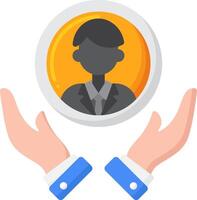 Hands holding a person icon in a circle vector