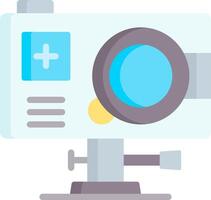 A camera with a lens and a light on top vector