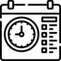 A black and white image of a clock and calendar vector