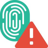 A fingerprint and a red warning sign vector