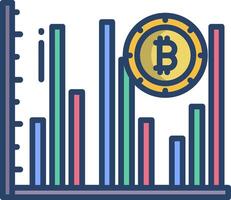 Bitcoin graph bar chart icon vector