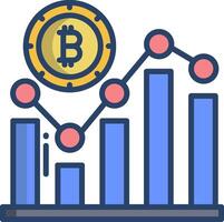 Bitcoin graph and chart icon vector