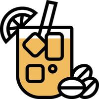 A drink with a slice of lemon and a spoon vector