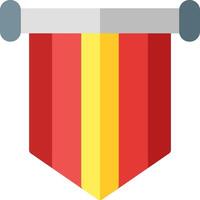 A red and yellow flag with a sword on it vector