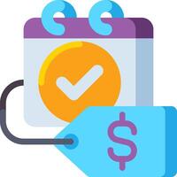 A calendar with a dollar sign and a check mark vector
