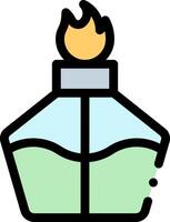 A bottle with a flame inside of it vector