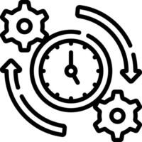 A clock and gears icon on a white background vector
