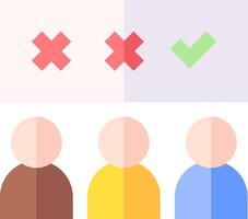 A group of people with different colored cross marks vector