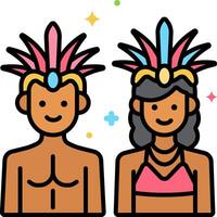 Two people in colorful headdresses vector