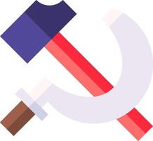 A hammer and sickle with a red and blue flag vector