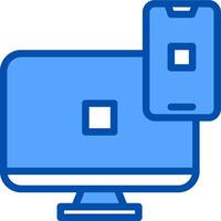 A computer and phone are connected to a monitor vector