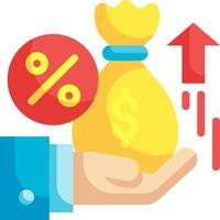 Hand holding money bag with dollar sign and arrow vector