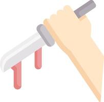 A hand holding a knife with blood dripping out of it vector