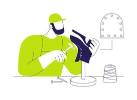 Assembling the shoe abstract concept illustration. vector