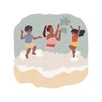 Wave jumping isolated cartoon illustration. vector