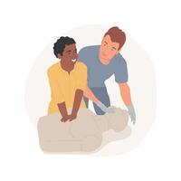 CPR for a child isolated cartoon illustrations. vector