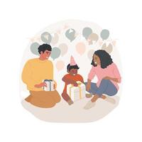 Getting Birthday presents isolated cartoon illustration vector