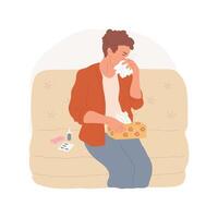 Sneezing in a cuff isolated cartoon illustration. vector
